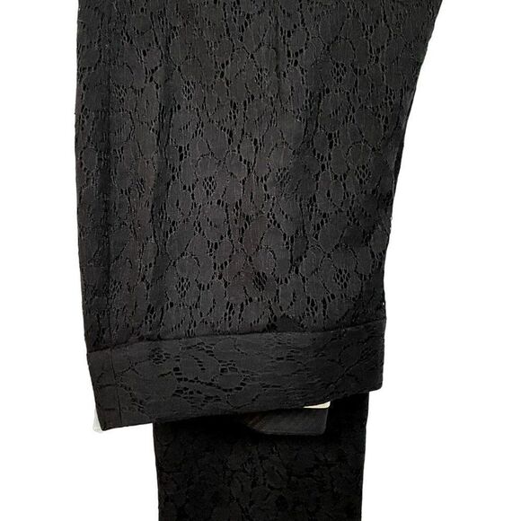 LOFT Marisa Black Eyelet Straight Leg Pants Fully Lined Sz 8 New with Tags - Picture 2 of 7